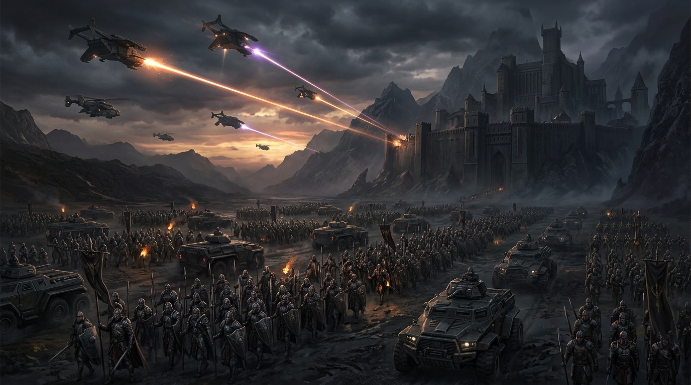 L'armée de Taniagina devant le Bastion des Helsing